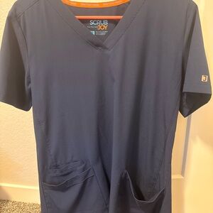 Scrub Joy Men's Deep Blue V-Neck Shirt